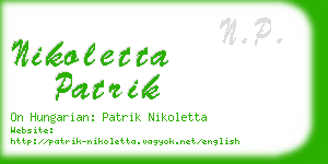 nikoletta patrik business card